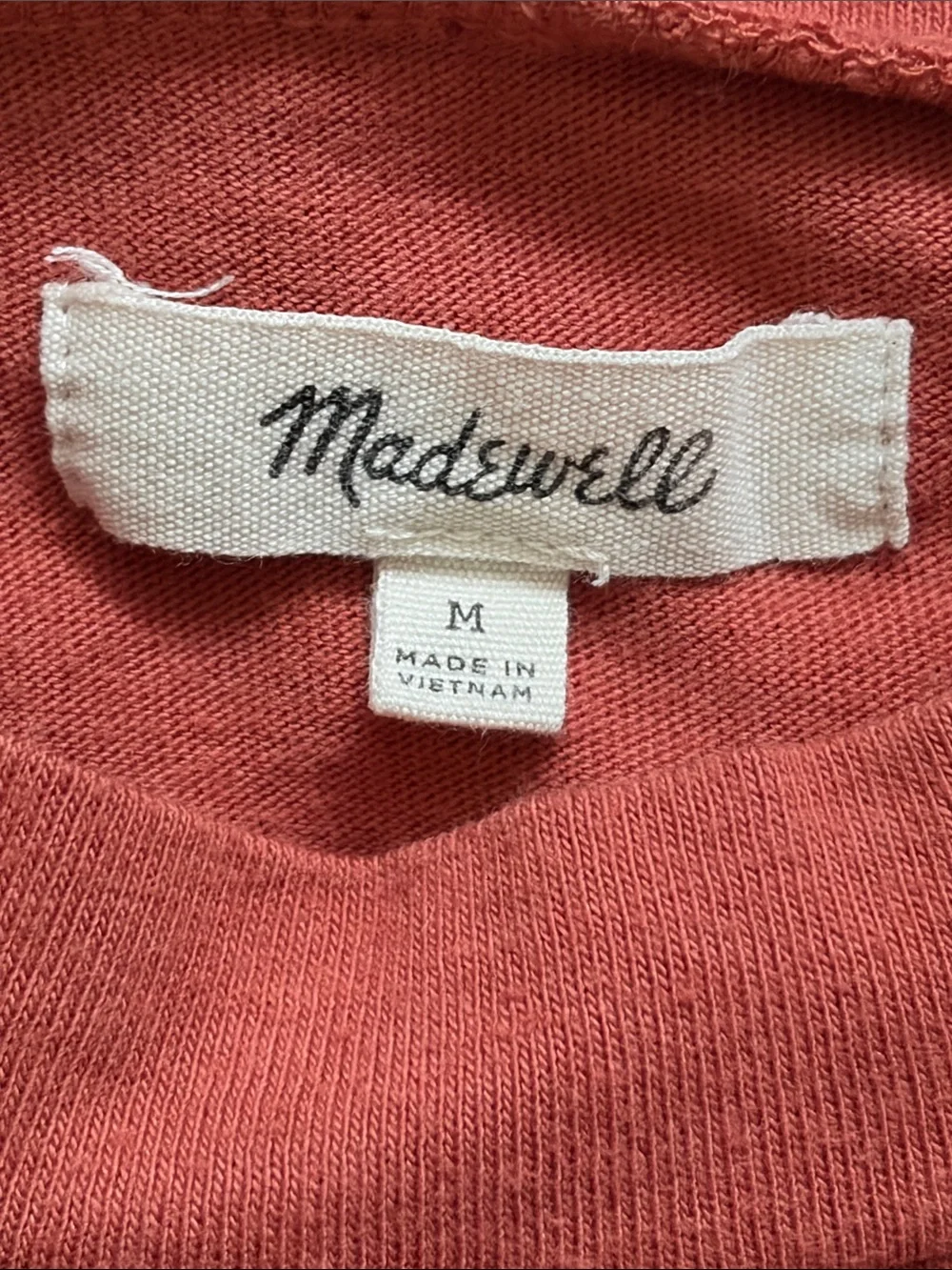 Madewell Sleeveless Crewneck Halter Tank in Burnt Coral Orange, Size Medium